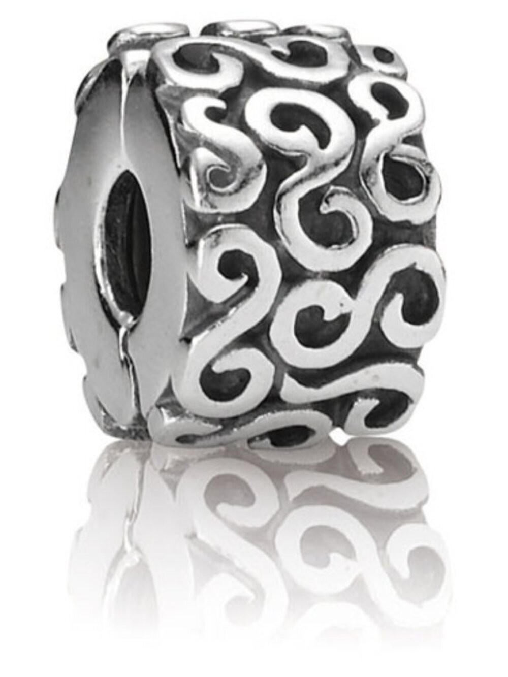 PANDORA S Clip Authentic Sterling Silver Divider Bracket Charm Swirled S Pattern